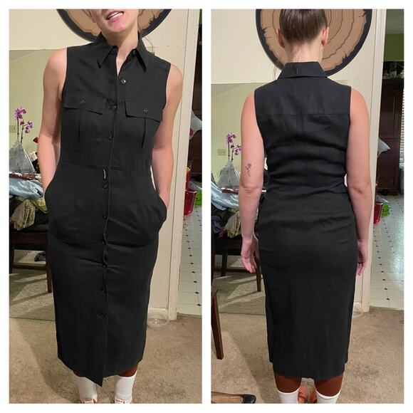 90s Oberon linen midi dress - Picture 1 of 8